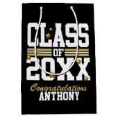 Sac Cadeau Moyen Noir|Gold Graduated Class Year (Devant)