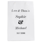 Sac Cadeau Moyen Noir mariage Blanc Classique Simple (Devant)