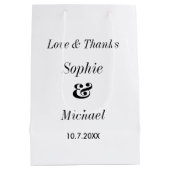 Sac Cadeau Moyen Noir mariage Blanc Classique Simple (Dos)