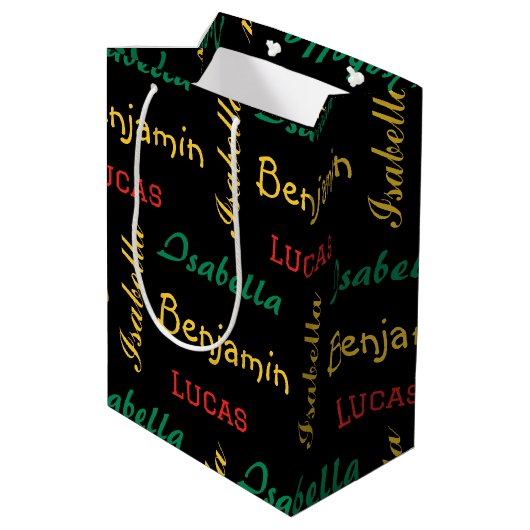 Sac Cadeau Moyen Noir moderne simple typographie unique nom personn (Dos Angle)