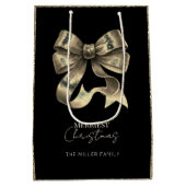 Sac Cadeau Moyen Noir or brillant Bow Noël (Dos)