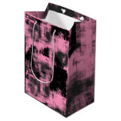 Sac Cadeau Moyen Noir rose et gris (Devant Angle)
