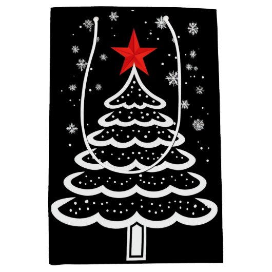 Sac Cadeau Moyen Noir & Rouge Noël (Devant)