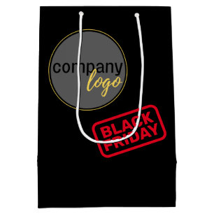 SAC CADEAU MOYEN NOIR VENDREDI ENTREPRISE PROPRE LOGO SHOPPPING