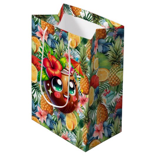 Sac Cadeau Moyen Noix de coco tropicale (Devant Angle)