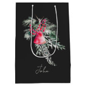 Sac Cadeau Moyen Nom Aquarelle Moderne Script Joyeux Noël (Dos)