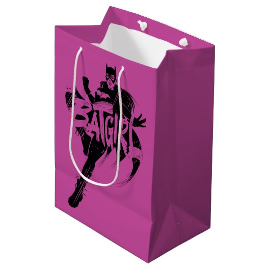 Sac Cadeau Moyen Nom de la brosse d'encre Batgirl (Devant Angle)