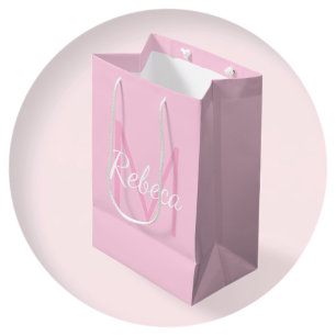 Sac Cadeau Moyen Nom de la fille mignonne Monogrammed Rose et bla