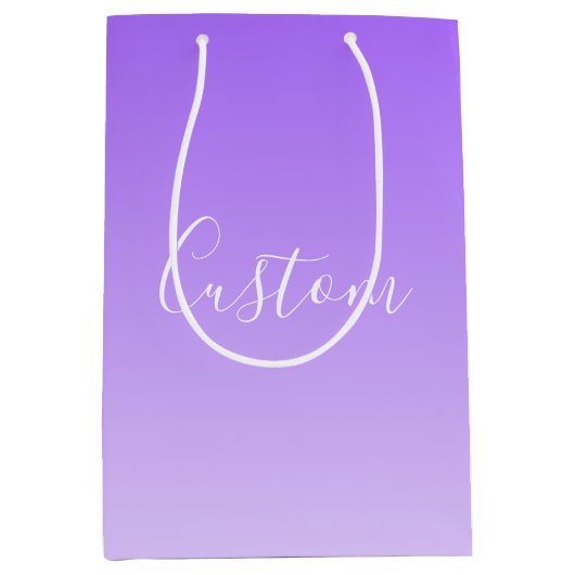 Sac Cadeau Moyen Nom de script cursif & ombre violet clair modifiab (Devant)
