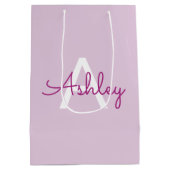 Sac Cadeau Moyen Nom de script & monogramme | Magenta & Violet clai (Dos)