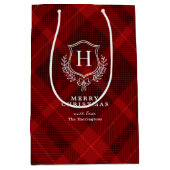 Sac Cadeau Moyen Nom du monogramme rouge patiné Noël (Devant)