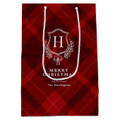Sac Cadeau Moyen Nom du monogramme rouge patiné Noël (Dos)