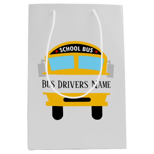 Sac Cadeau Moyen Nom du pilote de bus de l'école cool (Devant)