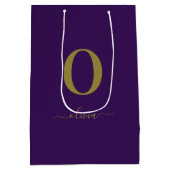 Sac Cadeau Moyen Nom Du Script Monogramme Personnalisé Purple Et Or (Dos)