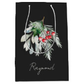 Sac Cadeau Moyen Nom moderne Aquarelle Script Joyeux Noël (Devant)