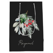 Sac Cadeau Moyen Nom moderne Aquarelle Script Joyeux Noël (Dos)