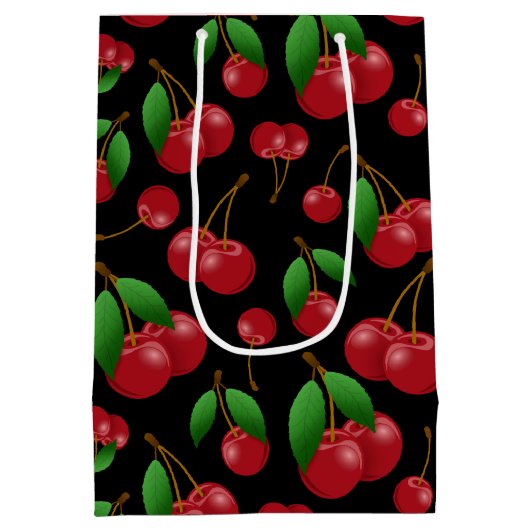 Sac Cadeau Moyen nom monogramme cerises d'été doux à motifs (Dos)