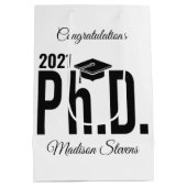 Sac Cadeau Moyen Nom personnalisé & année Ph.D. (Dos)