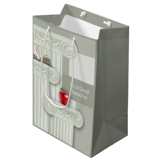 Sac Cadeau Moyen Nom personnalisé Appréciation de l'enseignant (Devant Angle)