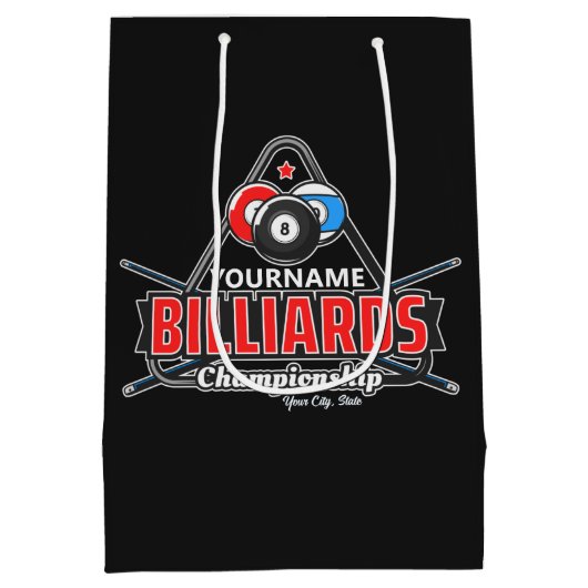 Sac Cadeau Moyen NOM Personnalisé Billard 8 Ball Pool Cue Rack (Dos)