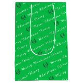 Sac Cadeau Moyen Nom personnalisé élégant Joyeux Noël vert (Dos)