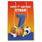 Sac Cadeau Moyen Nom personnalisé Garçon 7e anniversaire Balles de  (Devant)