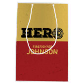 Sac Cadeau Moyen Nom personnalisé, héros du pompier (Dos)