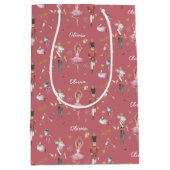 Sac Cadeau Moyen Nom personnalisé Nutcracker Ballet Ballerina Noël (Devant)