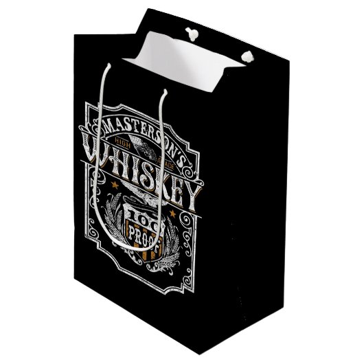Sac Cadeau Moyen NOM personnalisé Old West Whiskey Brewery Bar (Devant Angle)
