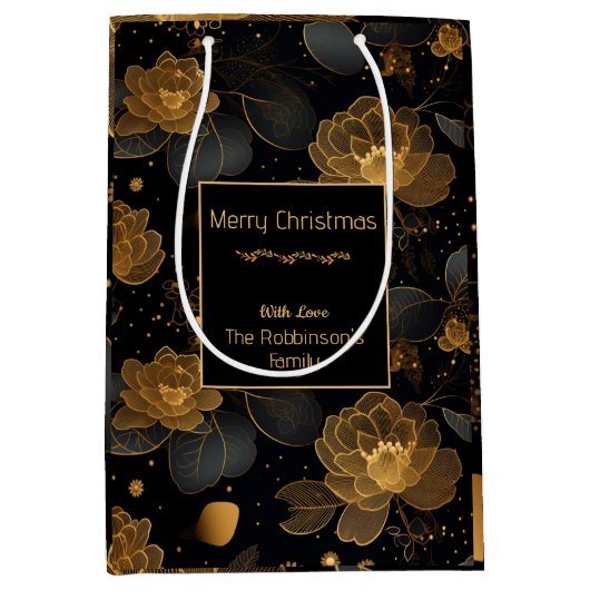 Sac Cadeau Moyen Nom personnalisé rose doré moderne (Devant)