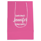 Sac Cadeau Moyen Nom Personnalisé Rose Et Blanc (Dos)