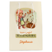 Sac Cadeau Moyen Nom personnalisé Thanksgiving (Devant)