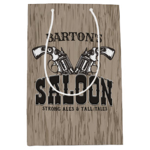 Sac Cadeau Moyen NOM PERSONNALISÉ Wild West Gun Revolver Saloon