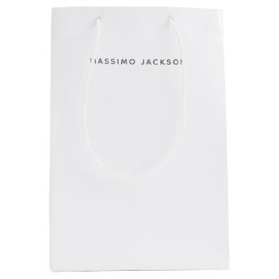 Sac Cadeau Moyen Nom propre Minimaliste Moderne Simple Noir Blanc