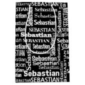 Sac Cadeau Moyen Nom SEBASTIEN Blanc Sur Noir (Devant)