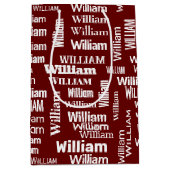Sac Cadeau Moyen Nom WILLIAM Blanc Sur Maroon (Devant)