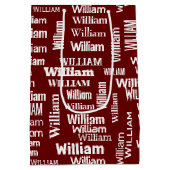 Sac Cadeau Moyen Nom WILLIAM Blanc Sur Maroon (Dos)