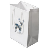 Sac Cadeau Moyen Nordic Blue White Deer Christmas (Dos Angle)