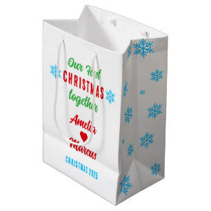 Sac Cadeau Moyen Nos premiers Noël Ensemble Flammes De Neige