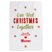 Sac Cadeau Moyen Nos premiers Noël Ensemble Flammes De Neige (Dos)