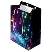 Sac Cadeau Moyen Notes musicales de Danse Neon (Devant Angle)