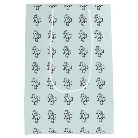 Sac Cadeau Moyen Notes musicales en Parties scintillant noire (Dos)