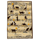 Sac Cadeau Moyen Notes musicales et chatons (Devant)