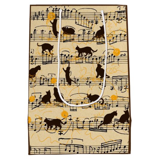 Sac Cadeau Moyen Notes musicales et chatons (Dos)