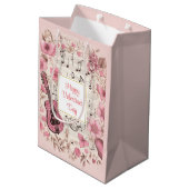 Sac Cadeau Moyen Notes musicales et fleurs Élégante Saint-Valentin (Dos Angle)