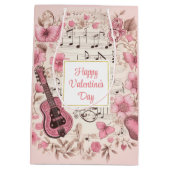 Sac Cadeau Moyen Notes musicales et fleurs Élégante Saint-Valentin (Dos)