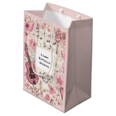 Sac Cadeau Moyen Notes musicales et fleurs Style rétro Anniversaire (Dos Angle)