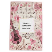 Sac Cadeau Moyen Notes musicales et fleurs Style rétro Anniversaire (Dos)