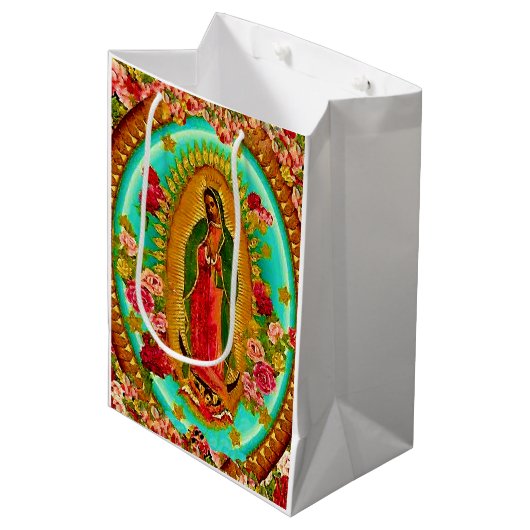 Sac Cadeau Moyen Notre Vierge Marie mexicain saint de Madame (Devant Angle)