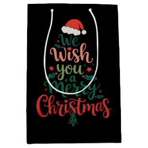 Sac Cadeau Moyen Nous vous souhaitons un joyeux Noël Xmas Chapeau d